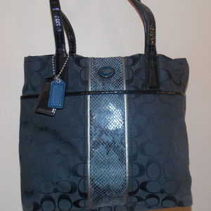 Coach Black Python Stripe Carry Bag